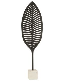 Statue Feuille Deco Aluminium Noir / Blanc Taille L (20.5X7.5X71Cm)