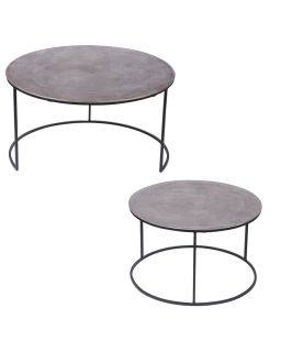 Set De 2 Tables Metal Argent Ø76 + Ø61Cm