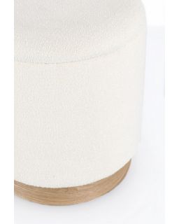 Set2 Pouf Coffre Zoya Blanc, Ø30.5X35H Cm, Ø37X42H Cm