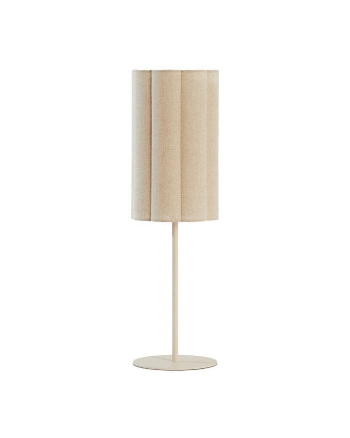 Lampe De Table Ø20X70 Cm Fringe Naturel+Crème