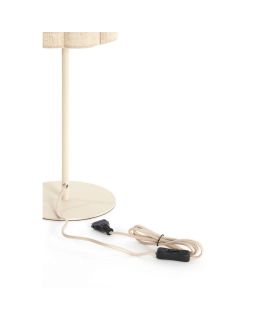 Lampe De Table Ø20X70 Cm Fringe Naturel+Crème