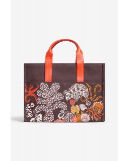 Sac Nino Jardin De Sirenes Marron Corps Coton - Anse 100% Cuir - Finitions 100%