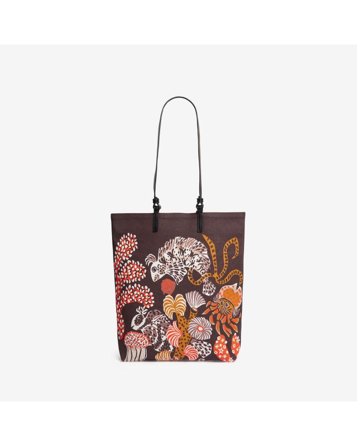 Sac Street Jardin De Sirenes Marron Corps Coton - Anse 100% Cuir Finitions 100%