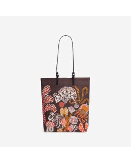 Sac Street Jardin De Sirenes Marron Corps Coton - Anse 100% Cuir Finitions 100%