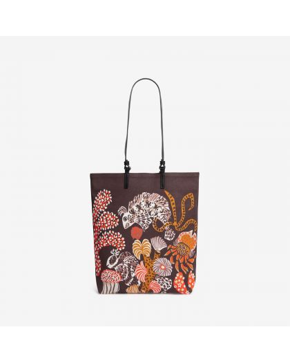 Sac Street Jardin De Sirenes Marron Corps Coton - Anse 100% Cuir Finitions 100%