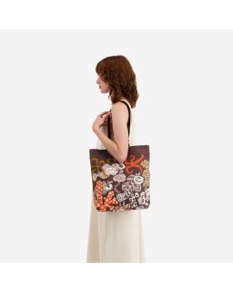 Sac Street Jardin De Sirenes Marron Corps Coton - Anse 100% Cuir Finitions 100%