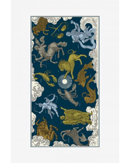 Etole 100 Wool Astrologie Bleu Canard 100X190 Cm