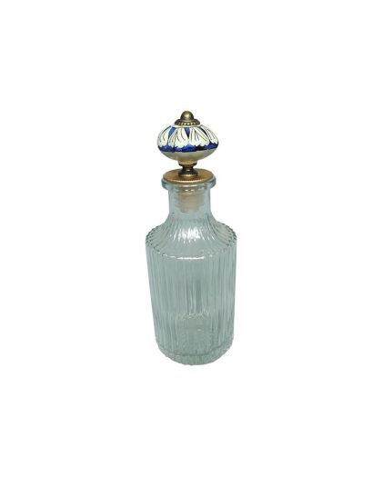 Fiole Verre Bouchon Decoration 7,7X18Cm