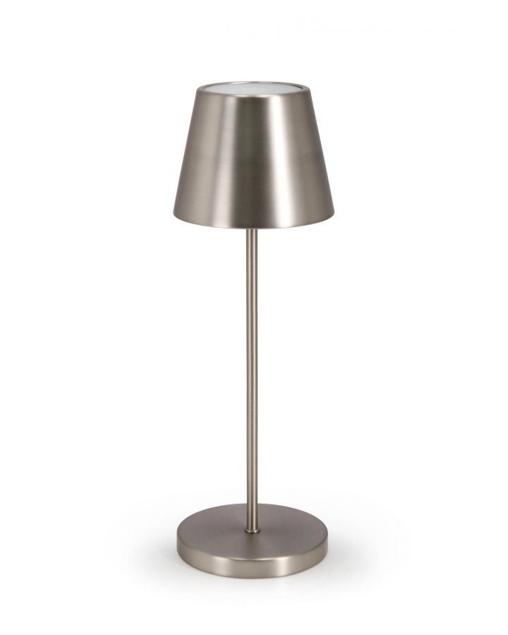 Lampe De Table Led Etna Argent H38, Ø12X38Hcm