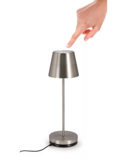 Lampe De Table Led Etna Argent H38, Ø12X38Hcm