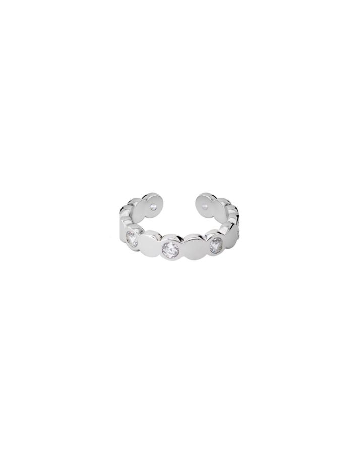 Bague En Laiton Rhodium Et Oxyde De Zirconiums, Ajustable, Tu