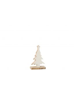 Sapin De Noel Bois De Manguier Blanc/Blanc Wash Small (13,5x5x21cm)