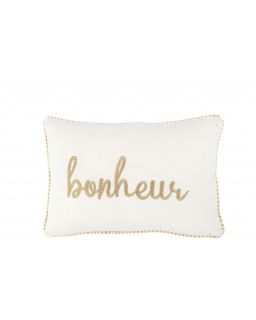 Coussin Bonheur Textile Blanc/Or (30x45x3,5cm)