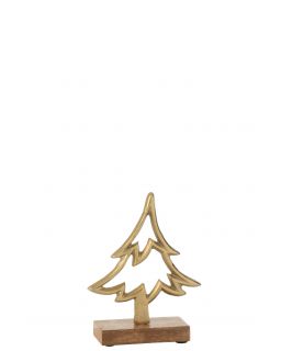 Sapin Sur Pied Aluminium/Bois Or Small (13x5x16,5cm)