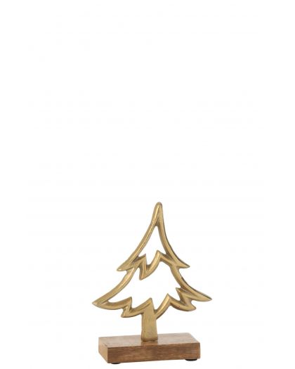 Sapin Sur Pied Aluminium/Bois Or Small (13x5x16,5cm)