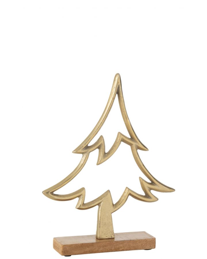 Sapin Sur Pied Aluminium/Bois Or Large (22x5x27cm)