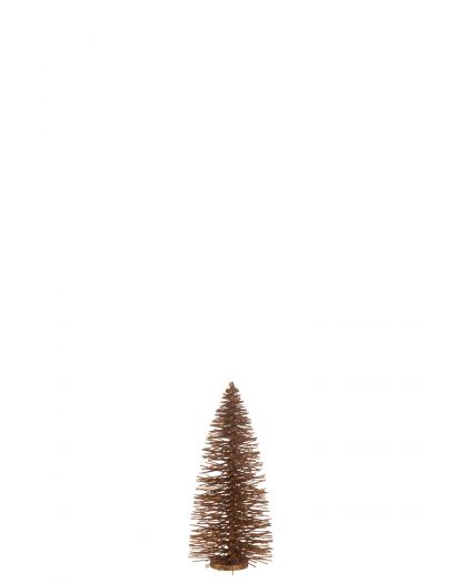 Sapin De Noël Décoratif Paillettes Bois Brun Medium(20x20x48cm)