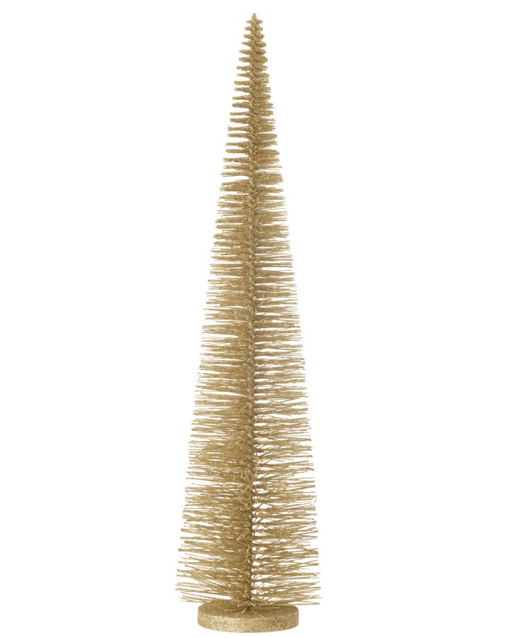 Sapin De Noël Décoratif Paillettes Plastique Doré Clair Large(15x15x61cm)