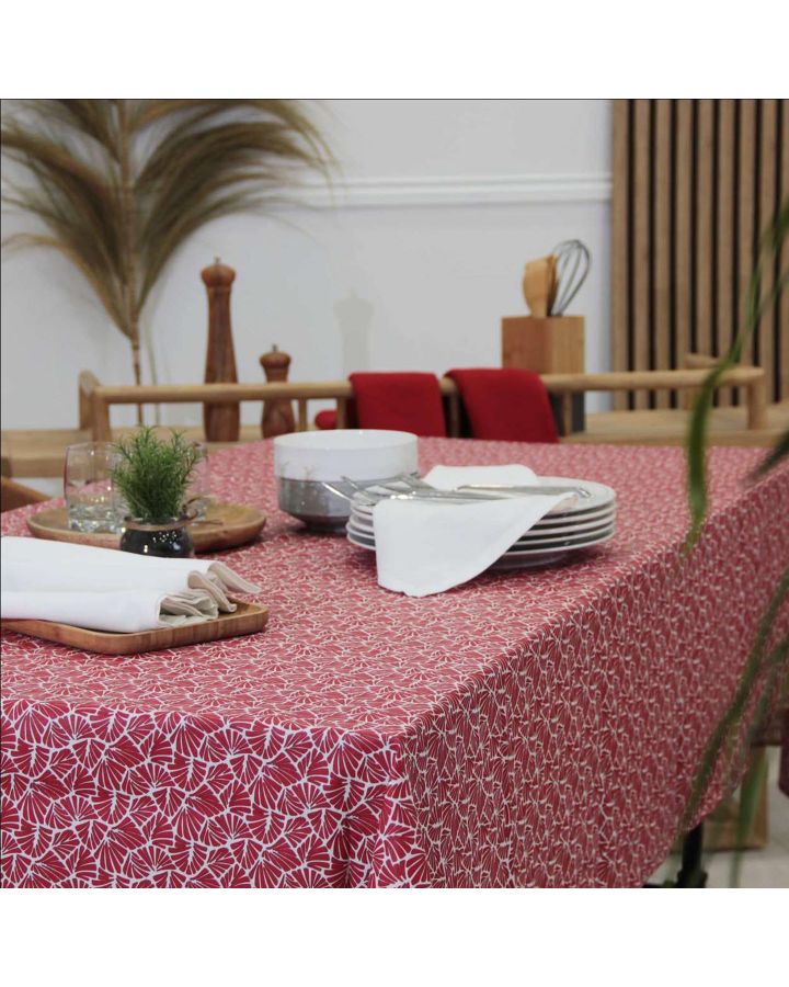 Nappe Plastifiee Antibes Rouge 150X150 Cm