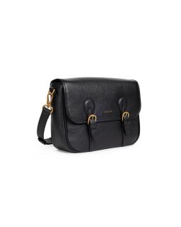 Sac Besace Détail Double Patte, Taille H20X29X9,5Cm100% Cuir Veritable Vachette,