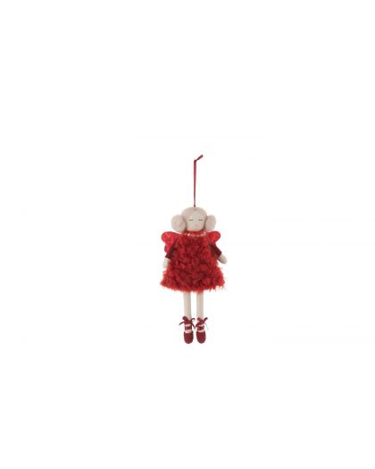 Suspension Poupees Robe Textile Rouge(9x3x21cm)