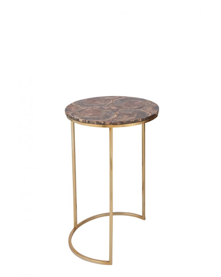 Tables De Salon Petri Pierre/Metal Marron/Or Taille L (35,5x35,5x61cm)