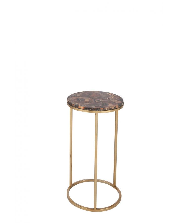 Tables De Salon Petri Pierre/Metal Marron/Or Taille S (30x30x53cm)