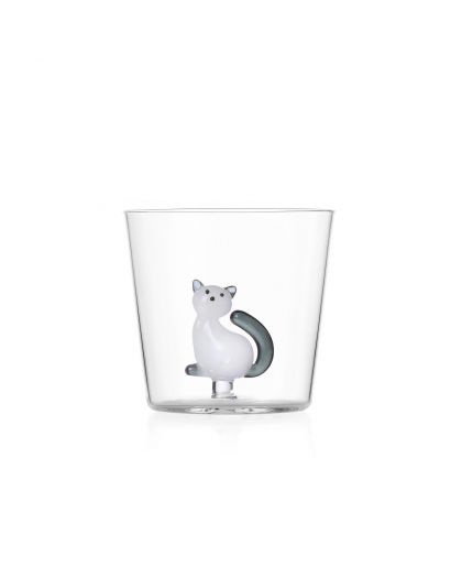 Tumbler White Cat With Smoke Tail Taille 8,5X8,5X8Cm