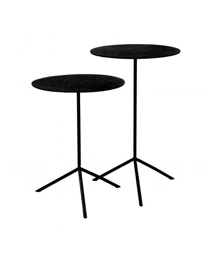  Jive Set/2 Bout De Canapés Aluminium / Stainless Steel Ø36 X H 47/57 Cm Noir