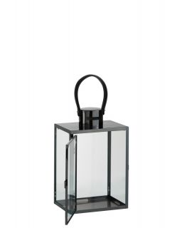 Lanterne Rec Acier Verre Noir (20X15.5X44Cm)