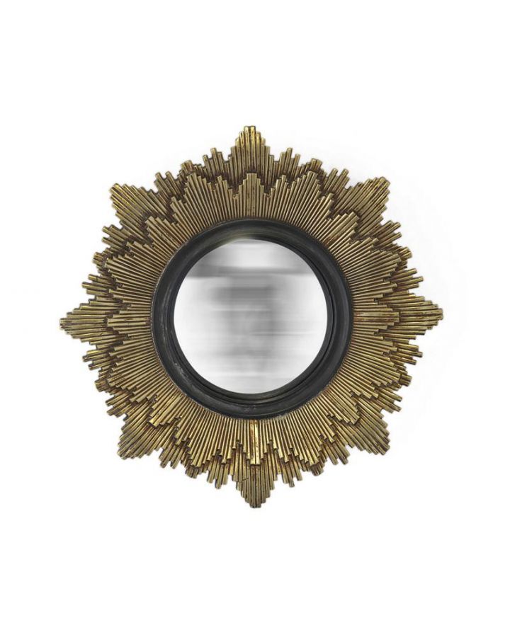 Miroir Leonie Soleil Convexe NoiretDore Ø28Cm