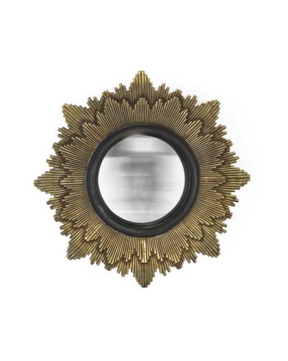 Miroir Leonie Soleil Convexe NoiretDore Ø28Cm