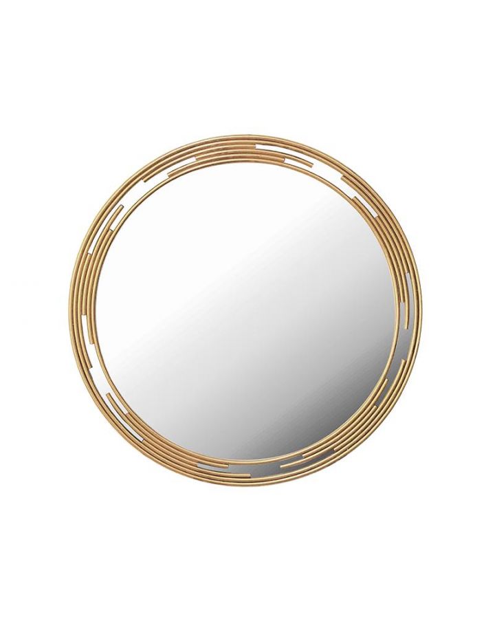 Miroir Rond Metal Dore 80Cm