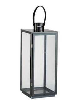 Lanterne Carree Acier/Verre Noir (21X65X13,88Cm)