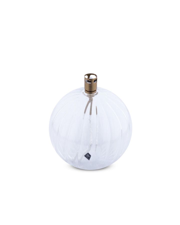 Lampe A Huile Elegant Taille M ,Verre StriéInox LaitonéMêche Fibre De Verre,